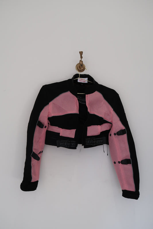 Pink cropped Moto jacket