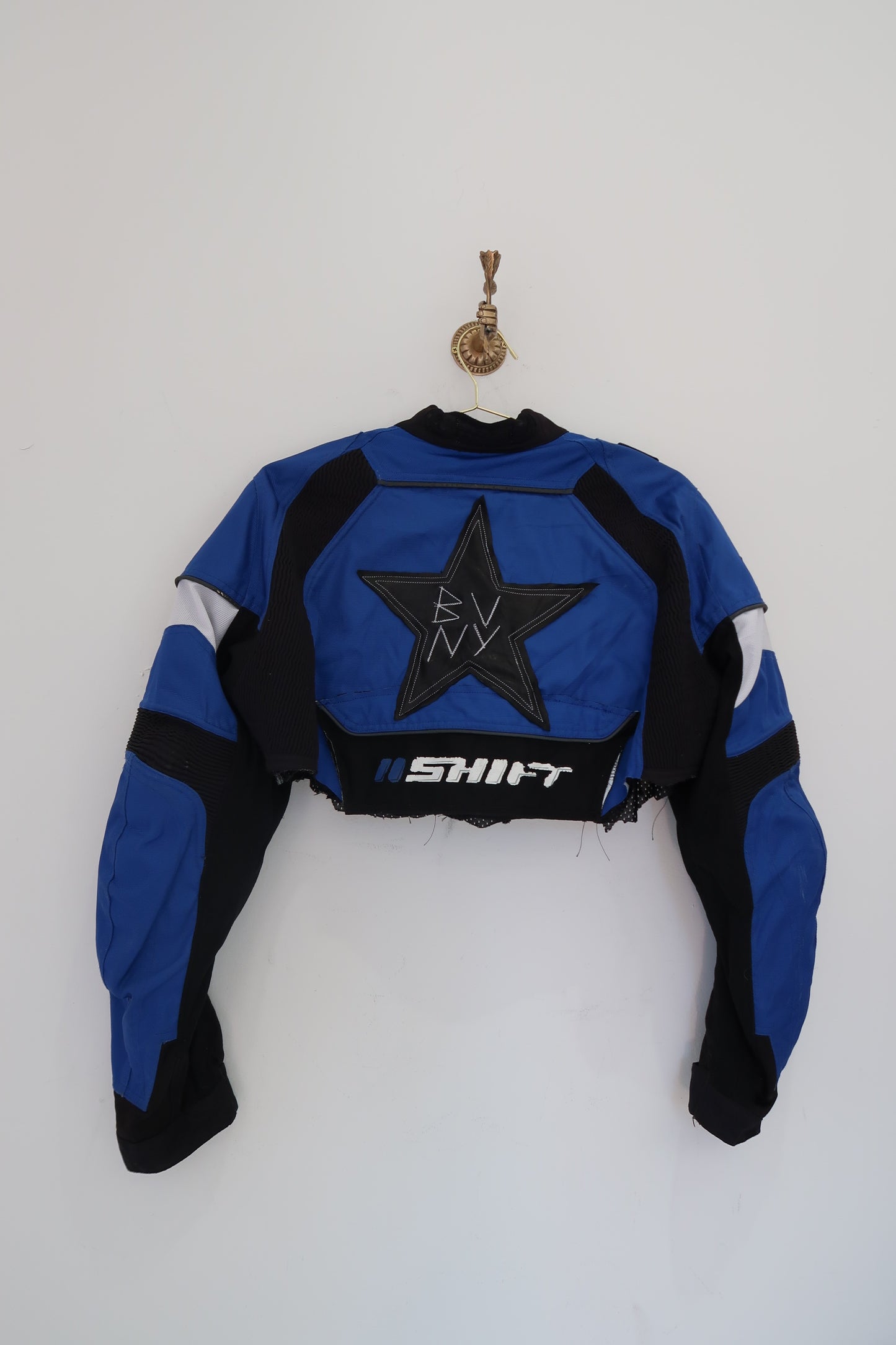 Blue cropped Moto jacket