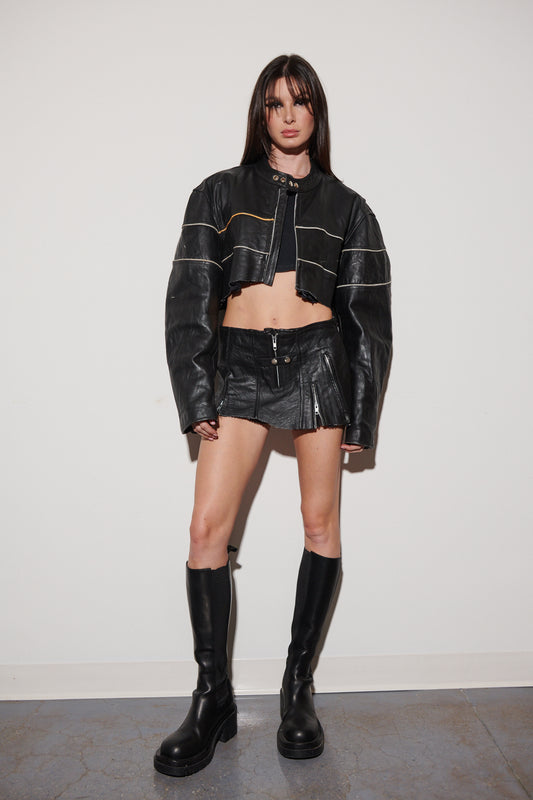 BLACK LEATHER MOTO SET