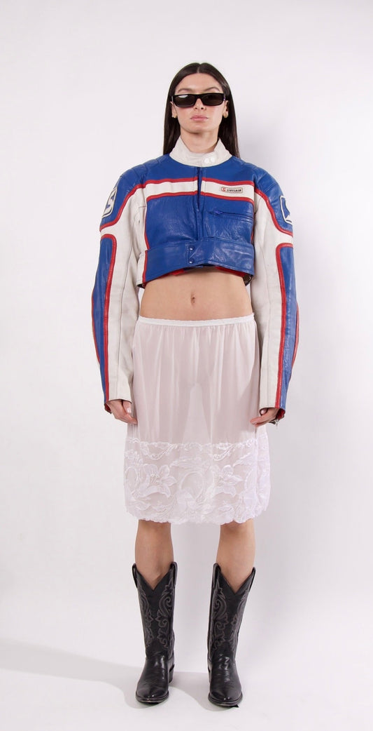 VINTAGE CROPPED LEATHER MOTO JACKET