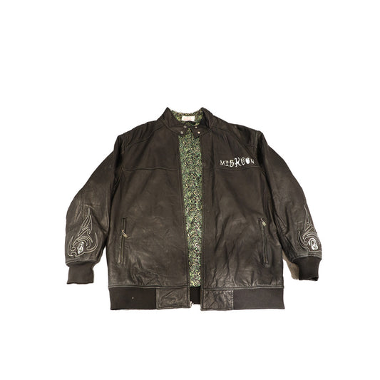 GREEN PAINT LEATHER JACKET