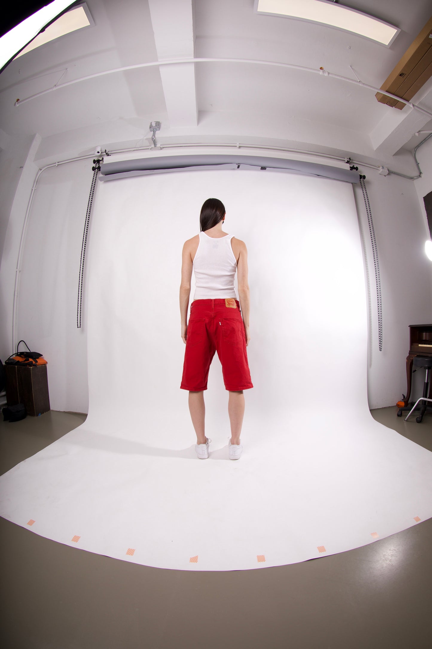 VINTAGE RED LEVIS LONG SHORTS