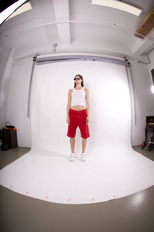 VINTAGE RED LEVIS LONG SHORTS