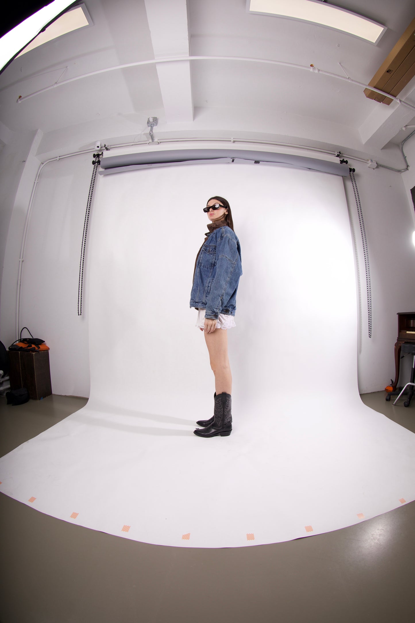 VINTAGE LEATHER COLLAR DENIM JACKET