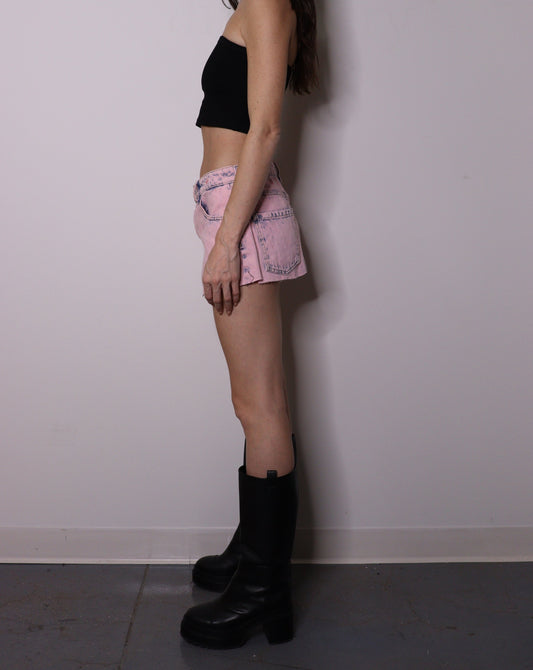 PINK DENIM MINI SKIRT